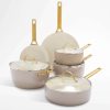 Cookware * | Cheap Online Greenpan Reserve Taupe 10-Piece Ceramic Non-Stick Cookware Set