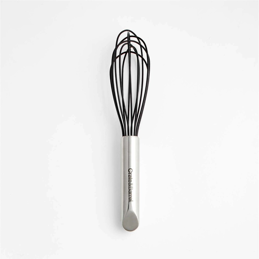 Kitchen Tools & Accessories * | Sells Cheap Crate & Barrel Black Silicone And Stainless Steel 8 Whisk