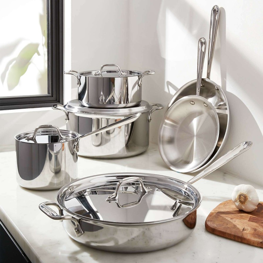 Cookware * | Discount Online All-Clad D3 Stainless Steel 10-Piece Cookware Set