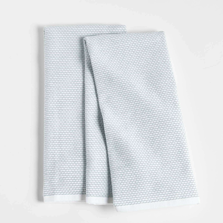 Kitchen Linens * | Latest Textured Terry Blue Mist Dish Towels, Set Of 2