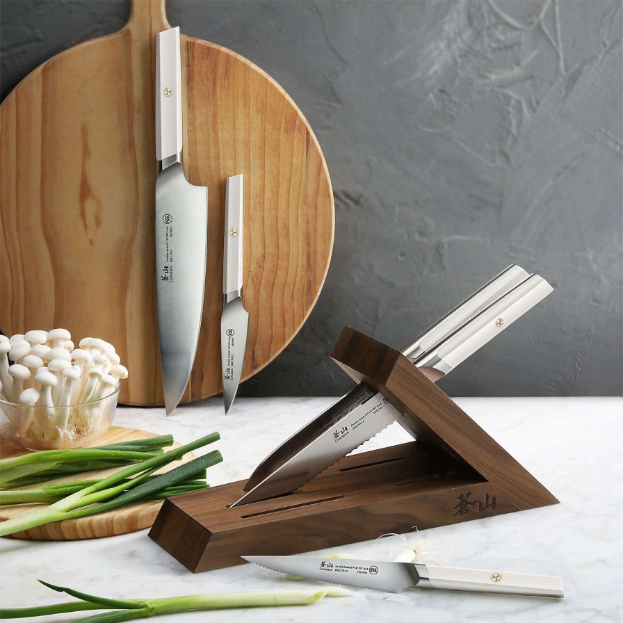 Cutlery * | New Cangshan Everest White 6-Piece Tai Knife Block Set