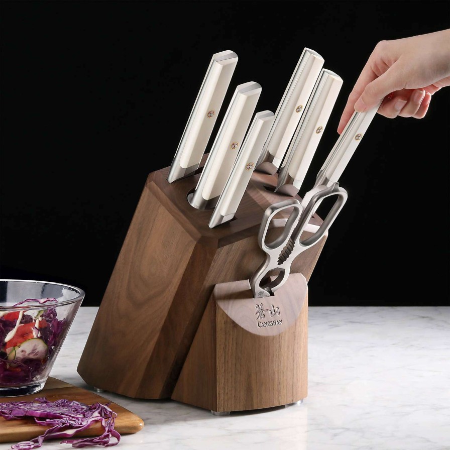 Cutlery * | Sells Cheap Cangshan Everest White 8-Piece Knife Block Set