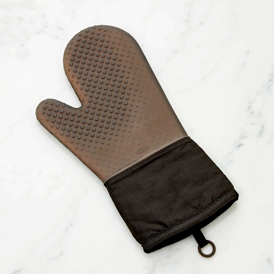 Kitchen Linens * | Best-Selling Oxo Black Silicone Oven Mitt