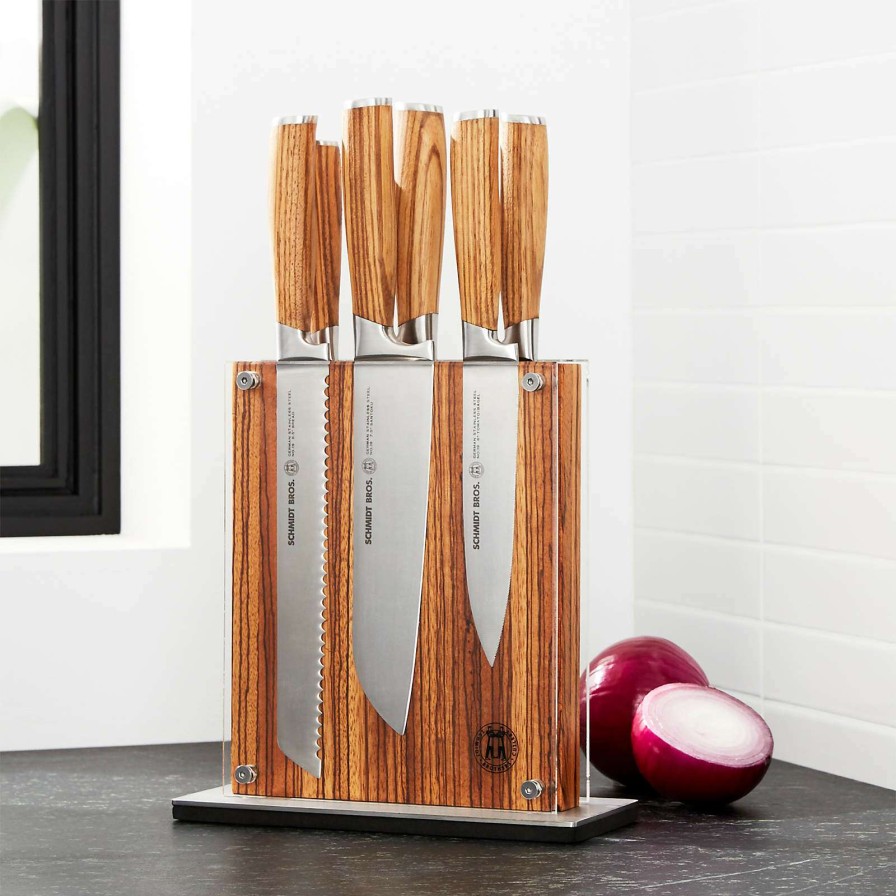 Cutlery * | Sells Cheap Schmidt Brothers 7-Piece Zebra Wood Knife Block Set