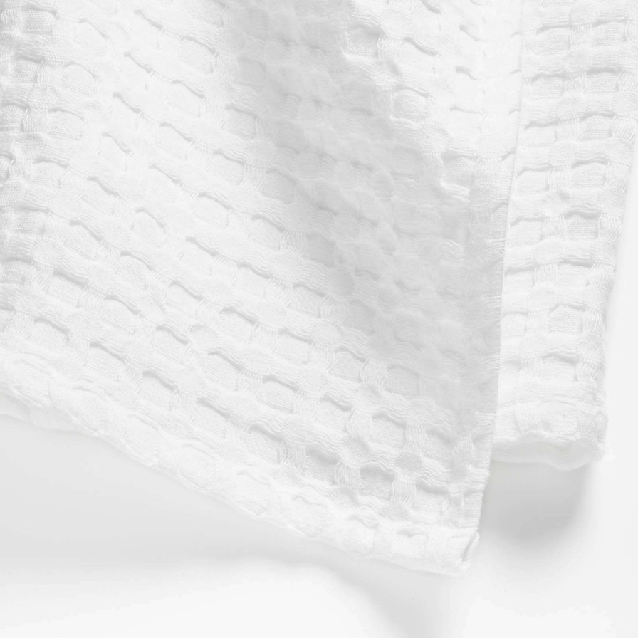 Kitchen Linens * | Outlet Oversized Waffle White Dish Towels, Set Of 2