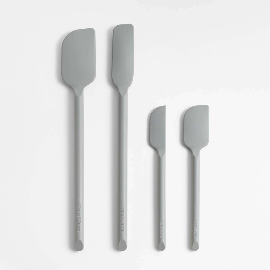 Kitchen Tools & Accessories * | Excellent Quality Crate & Barrel Grey Silicone Utensils, Set Of 4