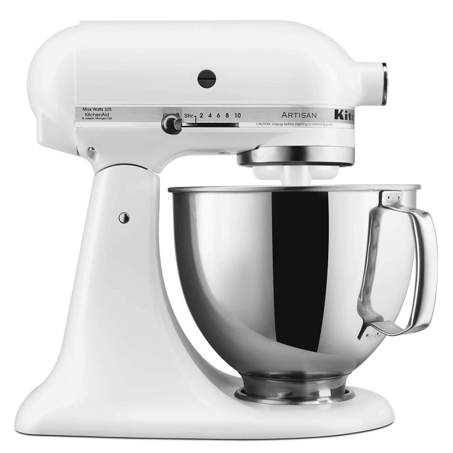 Appliances & Electrics * | Official Kitchenaid Artisan Series Matte White 5-Quart Tilt-Head Stand Mixer