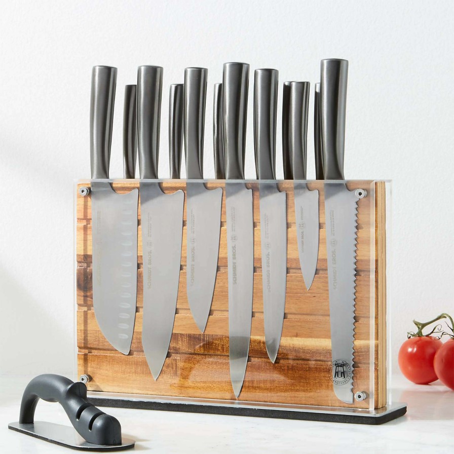 Cutlery * | Outlet Schmidt Brothers Acacia Shiplap 15-Piece Knife Block Set