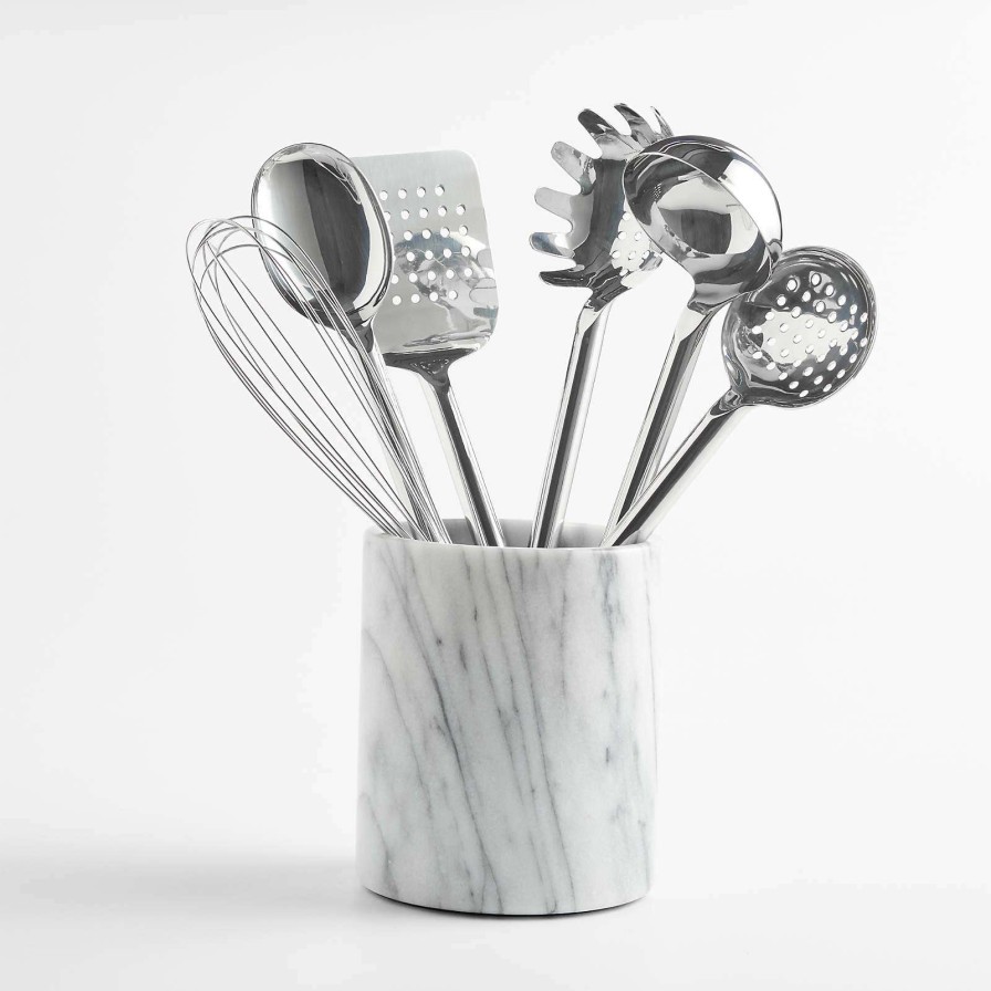 Kitchen Tools & Accessories * | Latest Crate & Barrel Stainless Utensils With Holder, Set Of 7