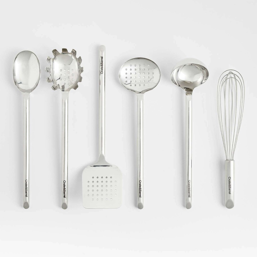 Kitchen Tools & Accessories * | Latest Crate & Barrel Stainless Utensils With Holder, Set Of 7