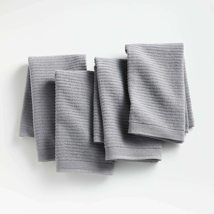 Kitchen Linens * | Best Choice Bar Mop Grey Towels, Set Of 4