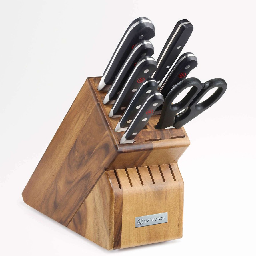 Cutlery * | Cheap Online Wusthof Classic 9-Piece Acacia Wood Knife Block Set