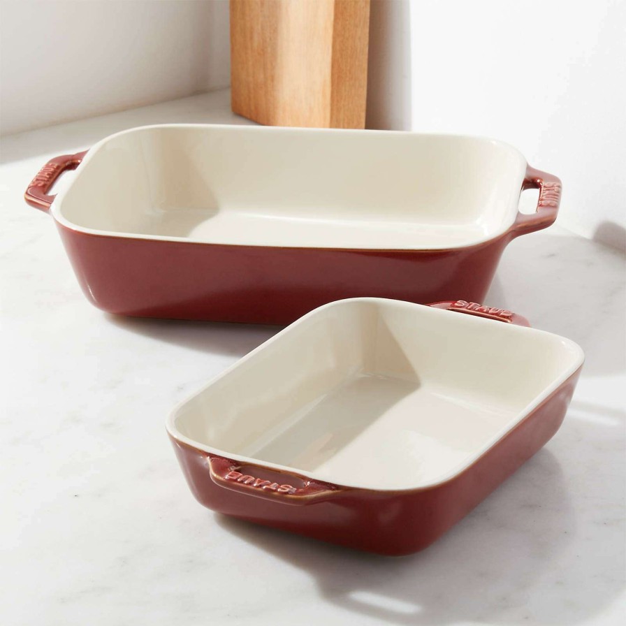 Bakeware * | Official Staub Rustic Red 2-Piece Rectangular Baker Set