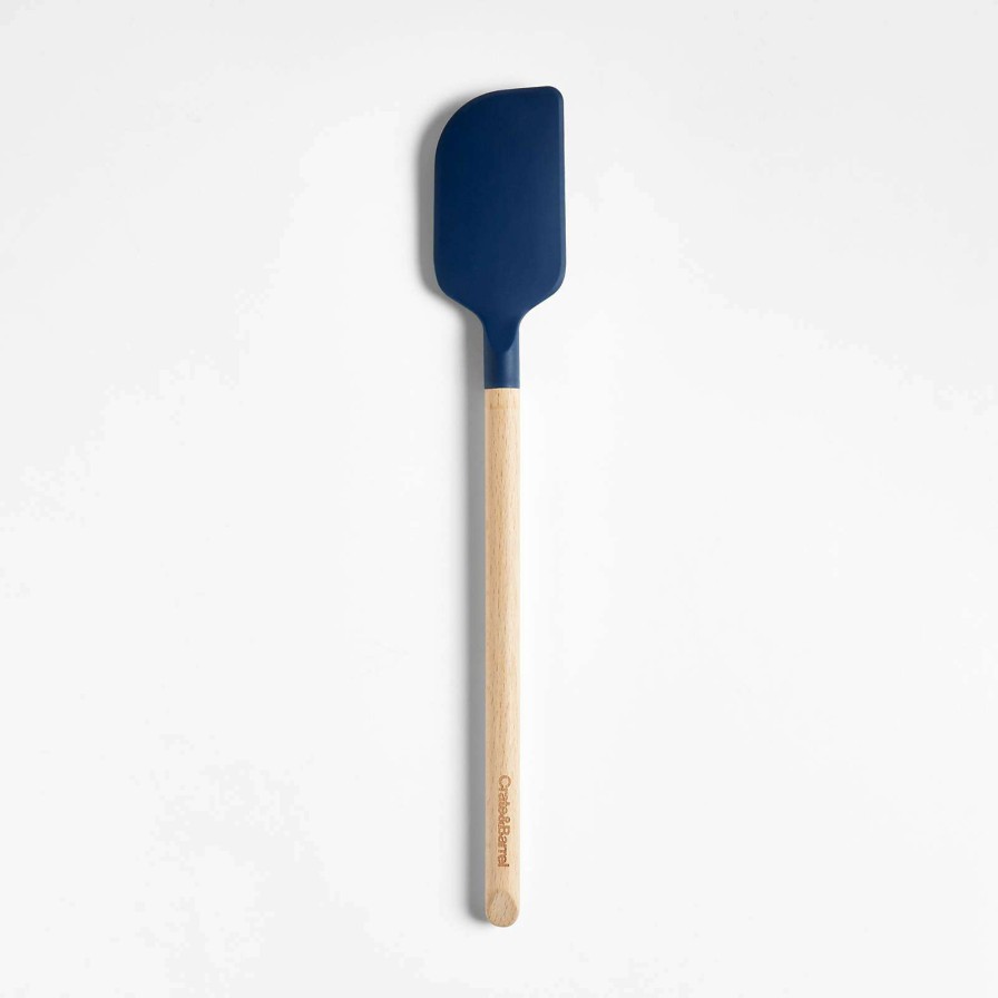 Kitchen Tools & Accessories * | Excellent Quality Crate & Barrel Wood And Navy Silicone Spatula