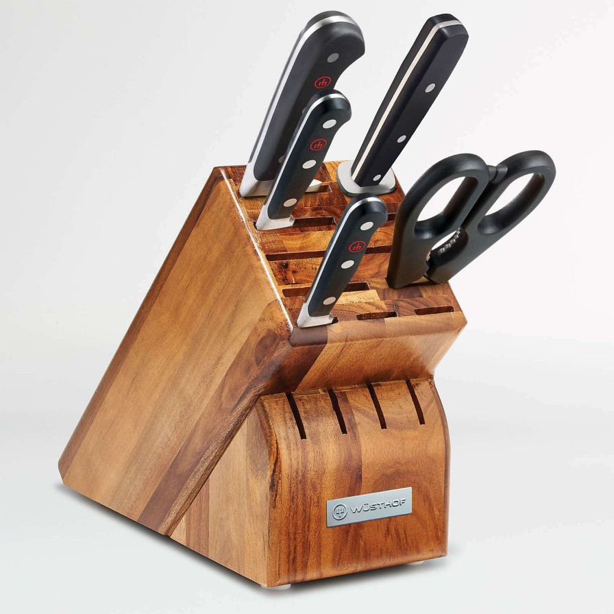 Cutlery * | Official Wusthof Classic 6-Piece Acacia Knife Block Set