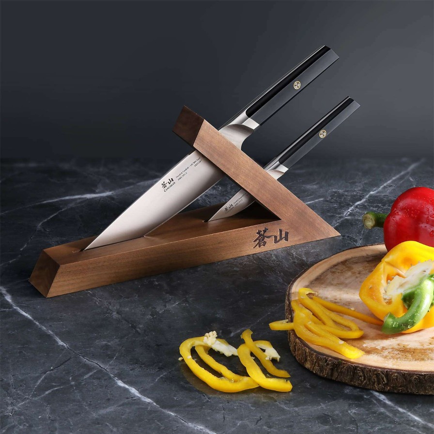 Cutlery * | Good Quality Cangshan Everest Black 3-Piece Tai Knife Block Set