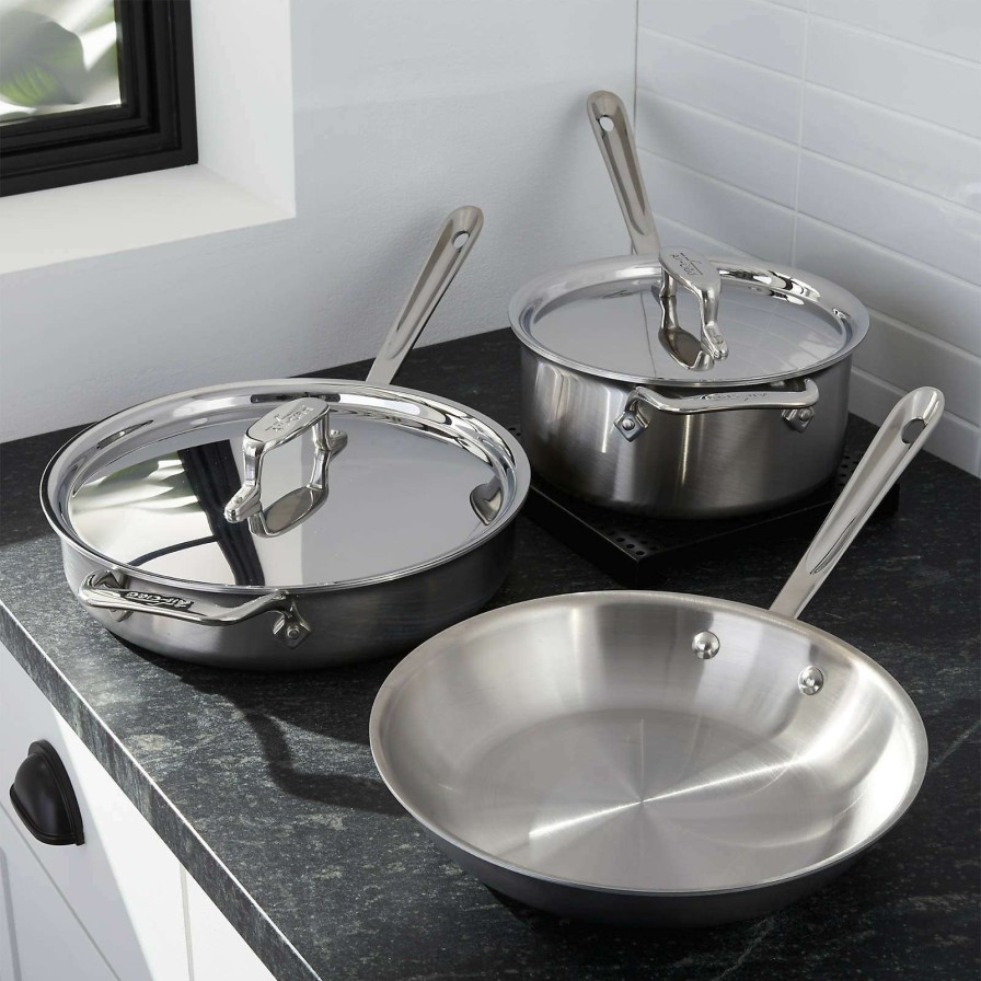 Cookware * | With Discount All-Clad D5 Brushed Stainless Steel 5-Piece Cookware Set