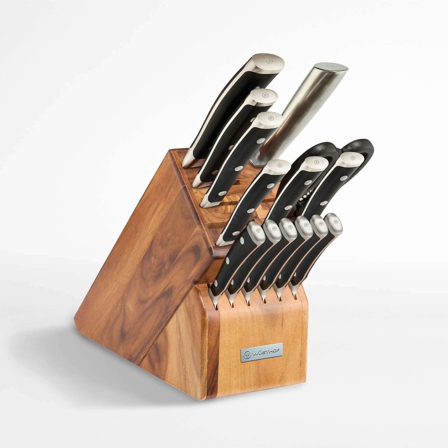 Cutlery * | Best Sale Wusthof Classic Ikon 15-Piece Acacia Knife Block Set