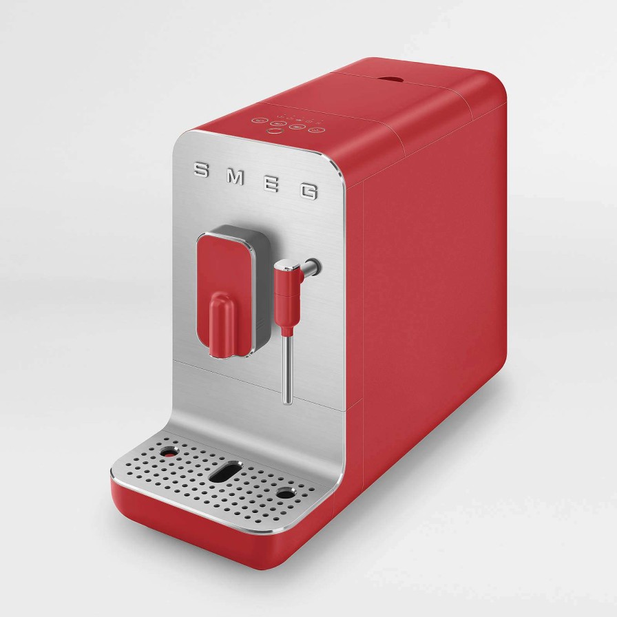 Coffee & Espresso & Tea * | Outlet Smeg Red Automatic Coffee And Espresso Machine With Milk Frother