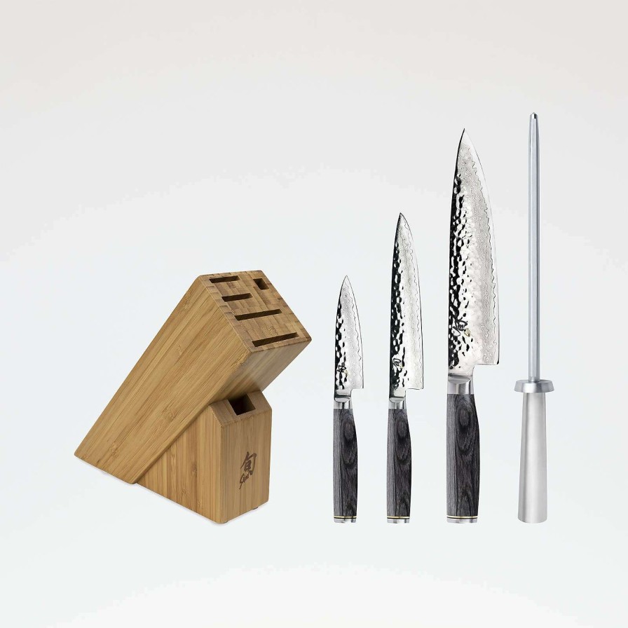 Cutlery * | Excellent Quality Shun Premier Grey 5-Piece Starter Knife Block Set