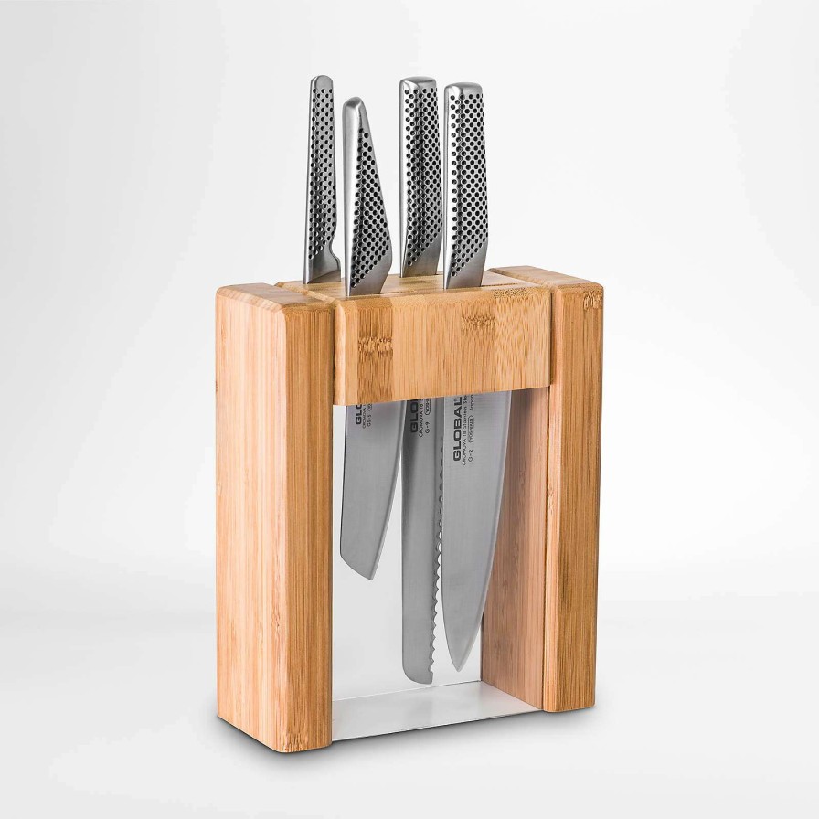 Cutlery * | Best-Selling Global Teikoku 5-Piece Wood Knife Block Set