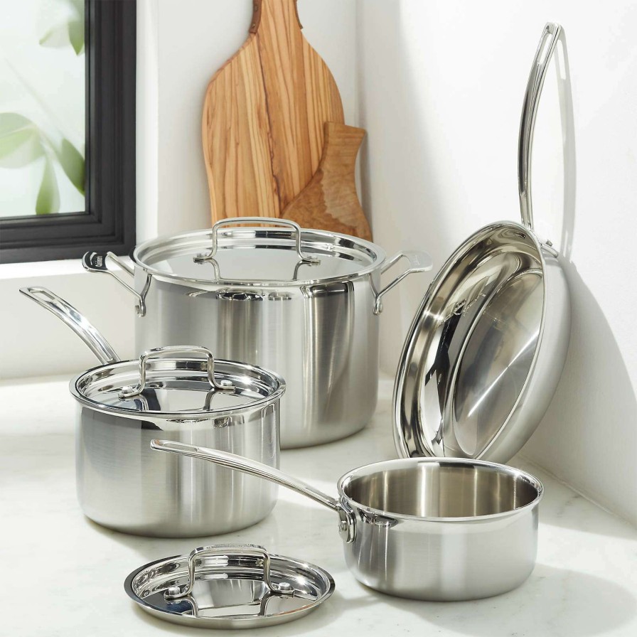 Cookware * | New Cuisinart Multiclad Pro 7-Piece Tri-Ply Stainless Steel Cookware Set