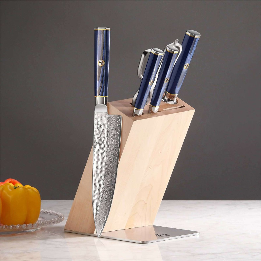 Cutlery * | Sells Cheap Cangshan Kita Blue 6-Piece Hua Knife Block Set