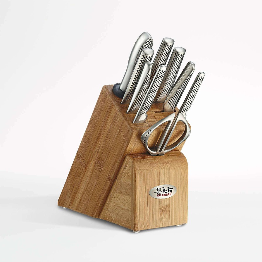 Cutlery * | Latest Global Classic Cutlery Takashi 10-Piece Wood Block Knife Set