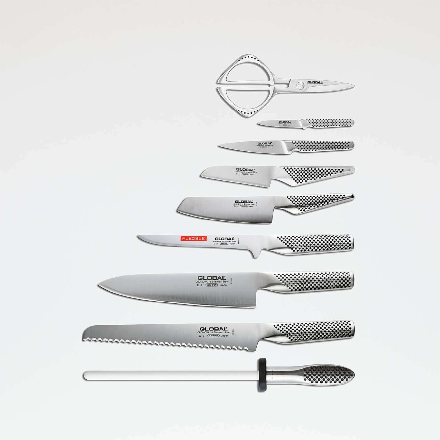 Cutlery * | Latest Global Classic Cutlery Takashi 10-Piece Wood Block Knife Set