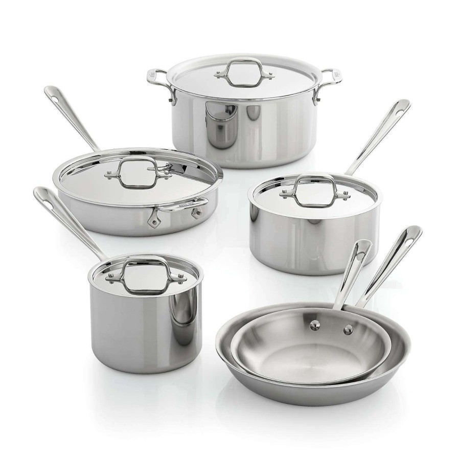 Cookware * | Online Sale All-Clad D3 Stainless 10-Piece Cookware Set With Bonus