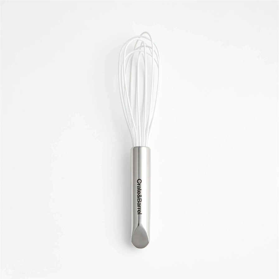 Kitchen Tools & Accessories * | Online Sale Crate & Barrel White Silicone And Stainless Steel 8 Whisk