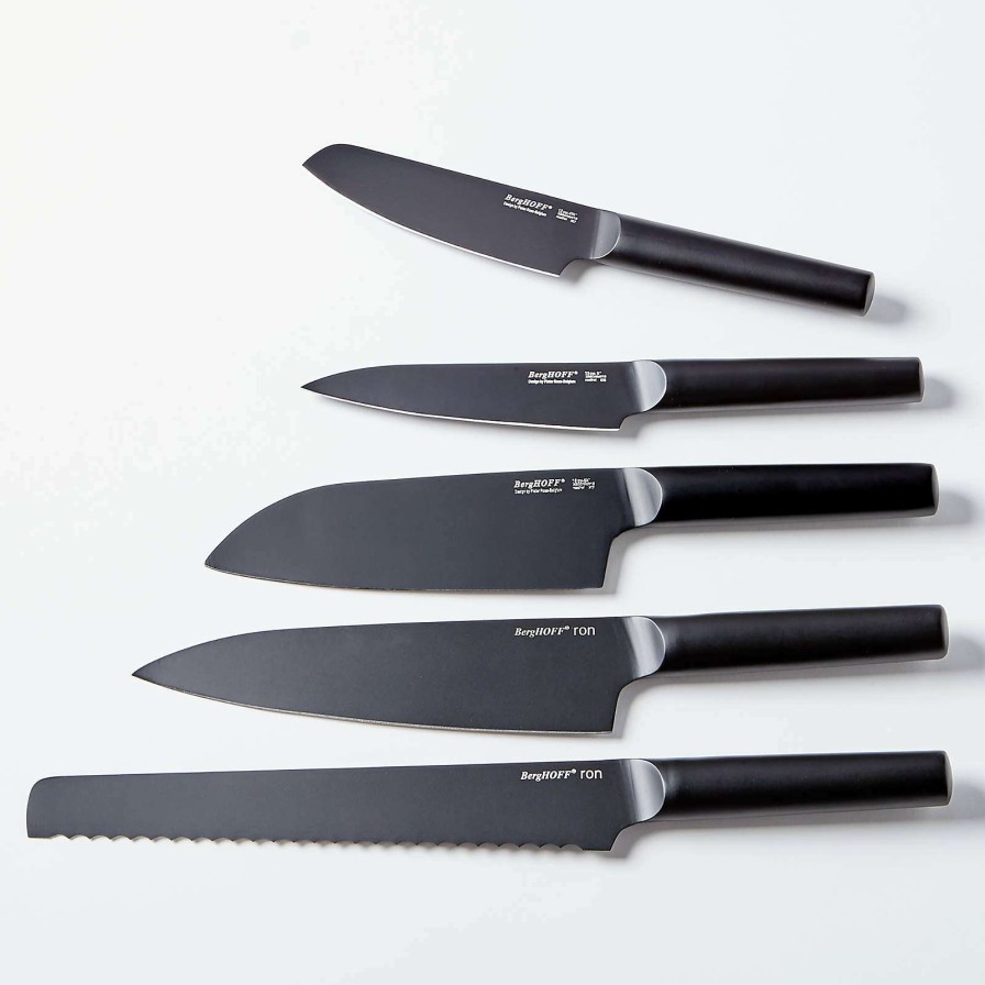 Cutlery * | Sells Cheap Berghoff Ron 6-Piece Black Starter Knife Block Set