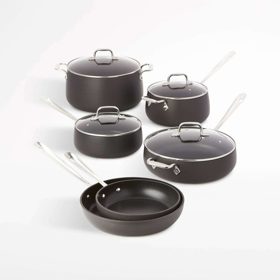 Cookware * | Official All-Clad Ha1 Hard-Anodized Non-Stick 10-Piece Cookware Set