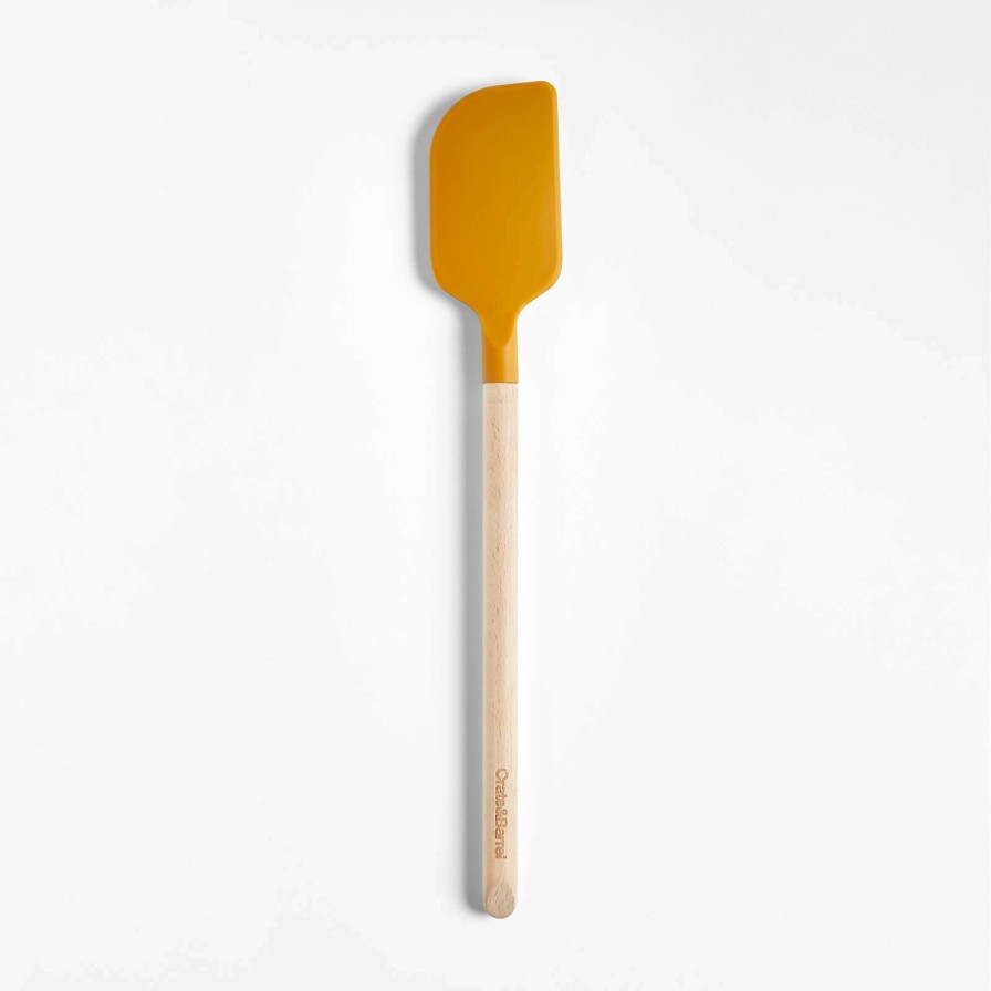 Kitchen Tools & Accessories * | Cheap Online Crate & Barrel Wood And Yellow Silicone Spatula