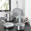 Cookware * | Latest Greenpan Venice Pro Stainless Steel 10-Piece Ceramic Non-Stick Cookware Set